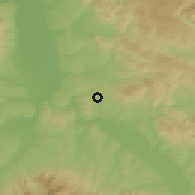 Shaded relief of the 52 km around Ražanj, drawn from the GMTED2010 grid