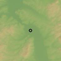 Shaded relief of the 52 km around Ribare, drawn from the GMTED2010 grid