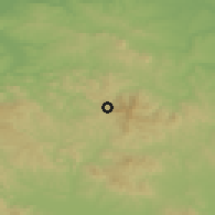 Shaded relief of the 52 km around Rudnik, drawn from the GMTED2010 grid