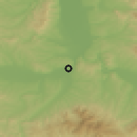 Shaded relief of the 52 km around Šanac, drawn from the GMTED2010 grid