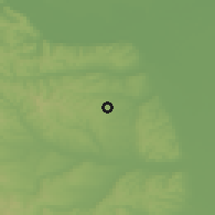 Shaded relief of the 52 km around Selevac, drawn from the GMTED2010 grid
