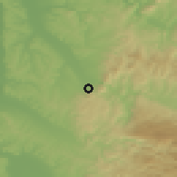 Shaded relief of the 52 km around Šetonje, drawn from the GMTED2010 grid