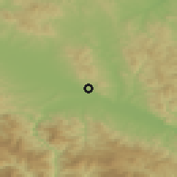 Shaded relief of the 52 km around Sirča, drawn from the GMTED2010 grid