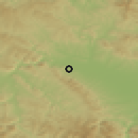 Shaded relief of the 52 km around Beljina, drawn from the GMTED2010 grid