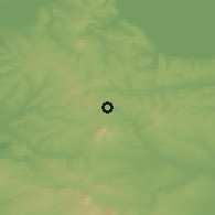 Shaded relief of the 52 km around Sopot, drawn from the GMTED2010 grid