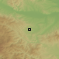 Shaded relief of the 52 km around Stanjevo, drawn from the GMTED2010 grid