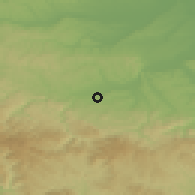 Shaded relief of the 52 km around Beloševac, drawn from the GMTED2010 grid