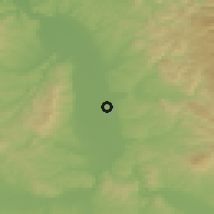 Shaded relief of the 52 km around Striža, drawn from the GMTED2010 grid