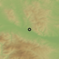 Shaded relief of the 52 km around Stubal, drawn from the GMTED2010 grid