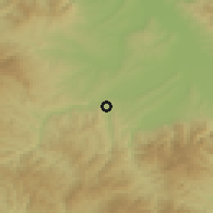 Shaded relief of the 52 km around Šumane, drawn from the GMTED2010 grid