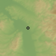 Shaded relief of the 52 km around Supska, drawn from the GMTED2010 grid