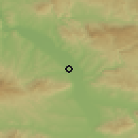 Shaded relief of the 52 km around Tešica, drawn from the GMTED2010 grid