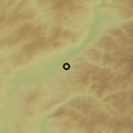Shaded relief of the 52 km around Tibužde, drawn from the GMTED2010 grid