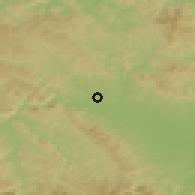 Shaded relief of the 52 km around Trbušani, drawn from the GMTED2010 grid