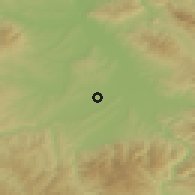 Shaded relief of the 52 km around Turekovac, drawn from the GMTED2010 grid
