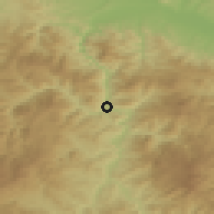 Shaded relief of the 52 km around Ušće, drawn from the GMTED2010 grid