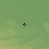Shaded relief of the 52 km around Ušće, drawn from the GMTED2010 grid