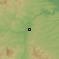 Shaded relief of the 52 km around Veliki Izvor, drawn from the GMTED2010 grid