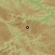 Shaded relief of the 52 km around Bjeluša, drawn from the GMTED2010 grid