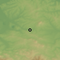 Shaded relief of the 52 km around Venčane, drawn from the GMTED2010 grid