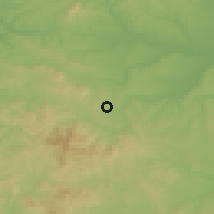 Shaded relief of the 52 km around Vinča, drawn from the GMTED2010 grid