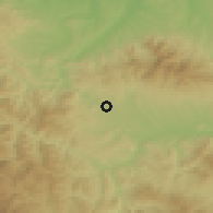 Shaded relief of the 52 km around Blace, drawn from the GMTED2010 grid