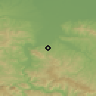 Shaded relief of the 52 km around Voćnjak, drawn from the GMTED2010 grid