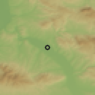 Shaded relief of the 52 km around Bobovište, drawn from the GMTED2010 grid