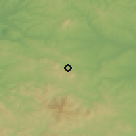 Shaded relief of the 52 km around Vrbica, drawn from the GMTED2010 grid