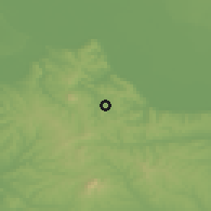 Shaded relief of the 52 km around Vrčin, drawn from the GMTED2010 grid