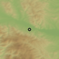 Shaded relief of the 52 km around Vrnjačka Banja, drawn from the GMTED2010 grid