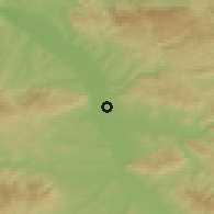 Shaded relief of the 52 km around Vrtište, drawn from the GMTED2010 grid