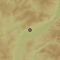 Shaded relief of the 52 km around Vrtogoš, drawn from the GMTED2010 grid