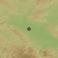 Shaded relief of the 52 km around Zablaće, drawn from the GMTED2010 grid