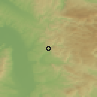 Shaded relief of the 52 km around Zabrega, drawn from the GMTED2010 grid