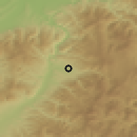 Shaded relief of the 52 km around Zagužanje, drawn from the GMTED2010 grid
