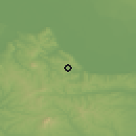 Shaded relief of the 52 km around Zaklopača, drawn from the GMTED2010 grid
