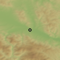 Shaded relief of the 52 km around Zaklopača, drawn from the GMTED2010 grid