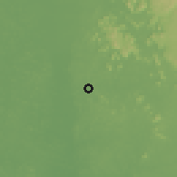 Shaded relief of the 60 km around Baiima, drawn from the GMTED2010 grid
