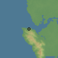 Shaded relief of the 60 km around Freetown, drawn from the GMTED2010 grid