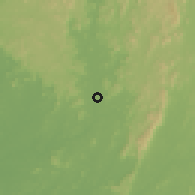 Shaded relief of the 60 km around Baoma, drawn from the GMTED2010 grid