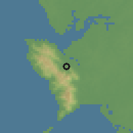 Shaded relief of the 60 km around Hastings, drawn from the GMTED2010 grid