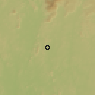 Shaded relief of the 60 km around Kayimi, drawn from the GMTED2010 grid