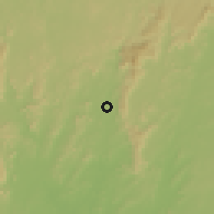 Shaded relief of the 60 km around Koidu, drawn from the GMTED2010 grid