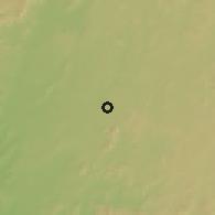 Shaded relief of the 60 km around Koindu, drawn from the GMTED2010 grid