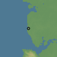 Shaded relief of the 60 km around Konakridie, drawn from the GMTED2010 grid