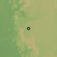 Shaded relief of the 60 km around Makali, drawn from the GMTED2010 grid