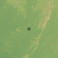 Shaded relief of the 60 km around Blama, drawn from the GMTED2010 grid
