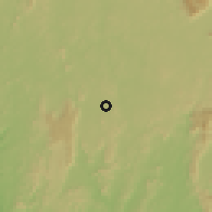 Shaded relief of the 60 km around Motema, drawn from the GMTED2010 grid
