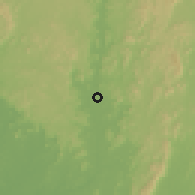 Shaded relief of the 60 km around Boajibu, drawn from the GMTED2010 grid